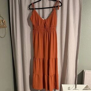 Elegant Rust Orange Maxi Dress